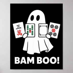 Poster Fantôme d'Halloween jouant au Mahjong Spooky Bam B