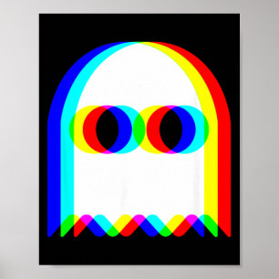 Poster Fantôme drôle tripant Vaporwave Halloween Techno R