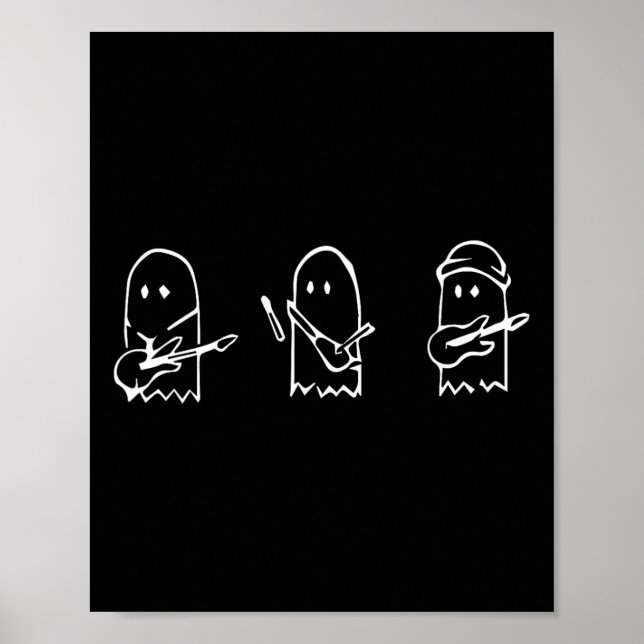 Poster Fantôme Jouer Guitare Lazy Costume Halloween Fun M (Devant)