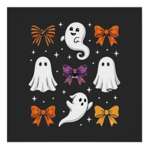 Poster Fantôme Mignon avec Ruban Design Halloween_1