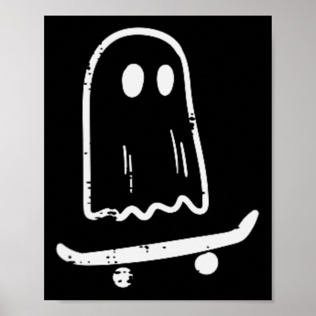 Poster Fantôme Sur Skateboard Fun Retro Halloween Costume (Devant)