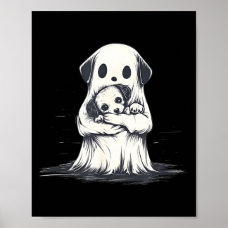 Poster Fantôme tenant un chiot Costume drôle d'Halloween