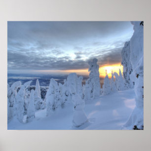 Poster Fantômes de neige au coucher du soleil à Whitefish