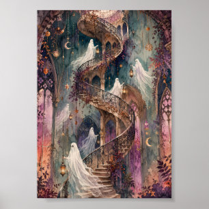 Poster Fantômes Fantaisistes Escalier en Spirale Château 