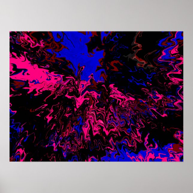 Poster Farbexplosion Blau-Rot (Devant)