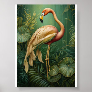 Poster Fard Flamant Élégance, Plumes Roses Tropicales