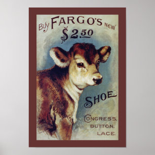 Poster Fargo's New Shoe Vintage Étiquette Art