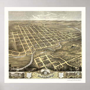 Poster Faribault, MN Carte panoramique - 1869