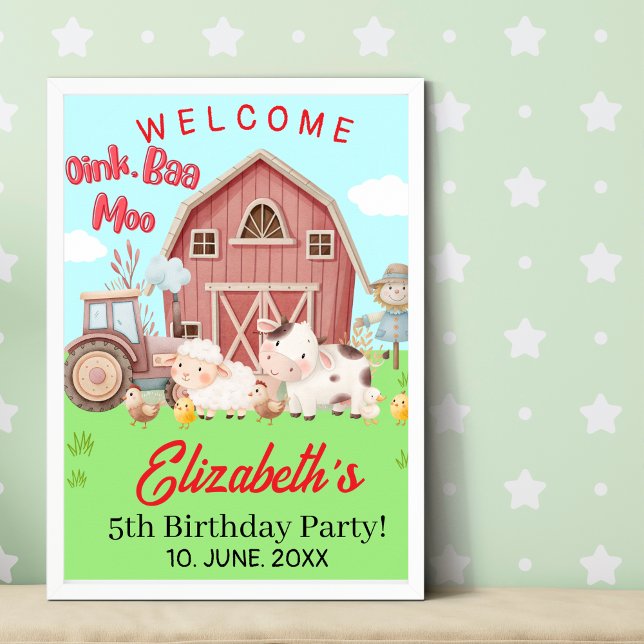 Poster Farm Birthday Party – Barnyard Animal Wall Decor (Créateur téléchargé)