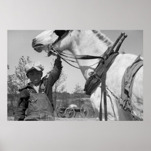 Poster Farm Boy with Plow Horse, années 1930
