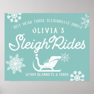 Poster Farmhouse Holiday Sleigh Rides Custom Family