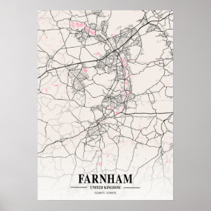Poster Farnham - Royaume-Uni Carte de la ville napolitain
