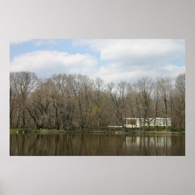 Poster Farnsworth House, Réflexion fluviale (Devant)
