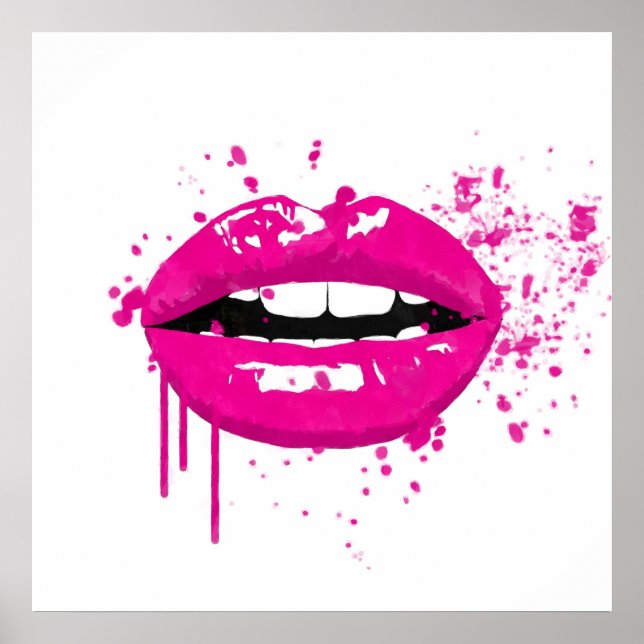 Poster Fashion glamor branché lèvres de maquillage tendan (Devant)