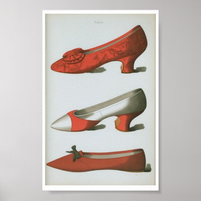 Poster Fashion Plate de chaussures victorienne du XVIIIe  (Devant)