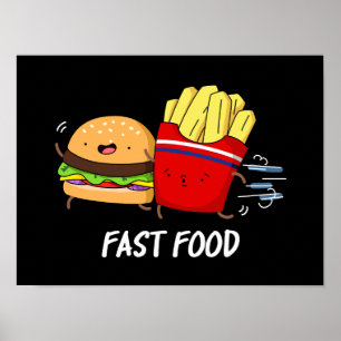 Poster Fast Food Burger Drôle Et Fries Pun