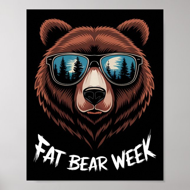 Poster Fat Bear Week Retro Bear Sungles Nature Loisirs (Devant)
