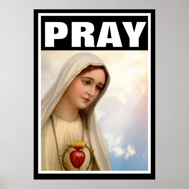 POSTER FATIMA PRAY VIRGIN MARY ROSARY CATHOLIQUE (Devant)
