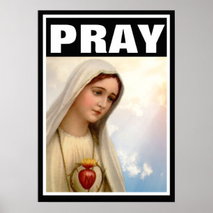 POSTER FATIMA PRAY VIRGIN MARY ROSARY CATHOLIQUE