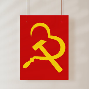Poster Faucille Et Marteau, Cœur, Amour, Communisme