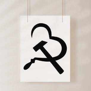 Poster Faucille Et Marteau, Cœur, Amour, Communisme
