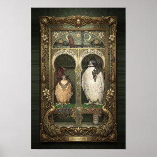 Poster Faucon Art Nouveau - Œuvre d'art murale sur un ois