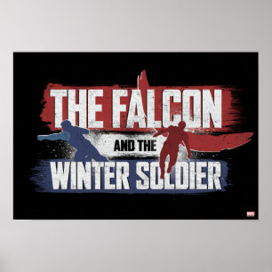 Poster Faucon et soldat d'hiver Graphisme rouge et bleu