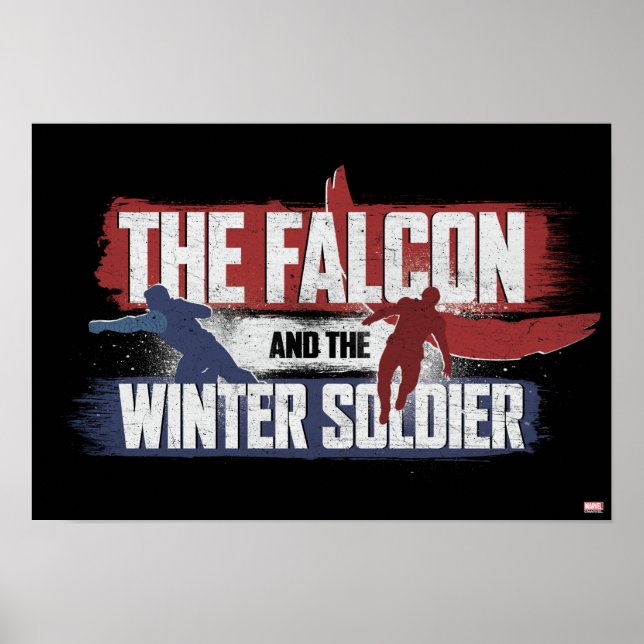 Poster Faucon et soldat d'hiver Graphisme rouge et bleu (Devant)