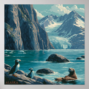 Poster Faune côtière d'Alaska