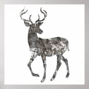 Poster Faune Noir Et Blanc Cerf Art & Décor Mur