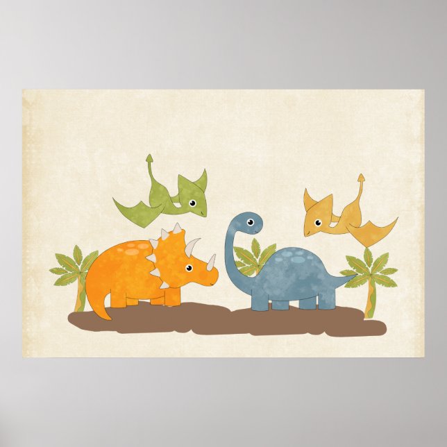 Poster Faune sauvage de Cute Dinosaure (Devant)