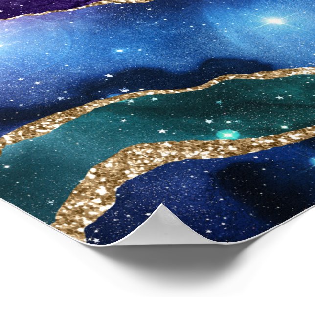 Poster Fausse Agate Marbrée Pierre Galaxie Brillante Étin (Coin)