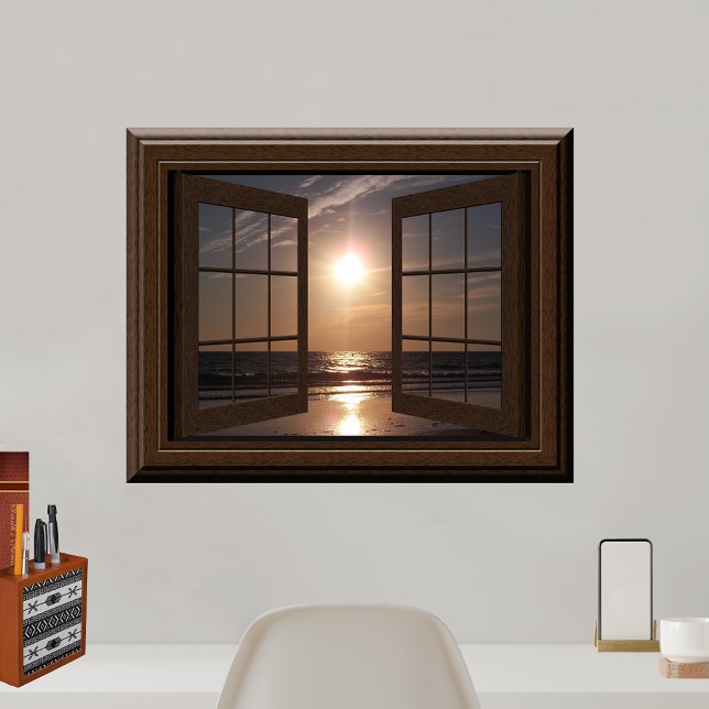 Poster Fausse Fenêtre Scène Coucher de soleil paisible re (Créateur téléchargé)