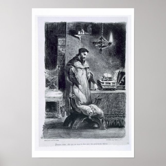 Poster Faust dans son étude, du Faust de Goethe, 1828, (Devant)
