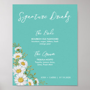 Poster Fauteuils Turquoises et blancs légers Boissons Sig