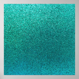 Poster Faux Aqua Turquoise Turquoise Blue Parties scintil