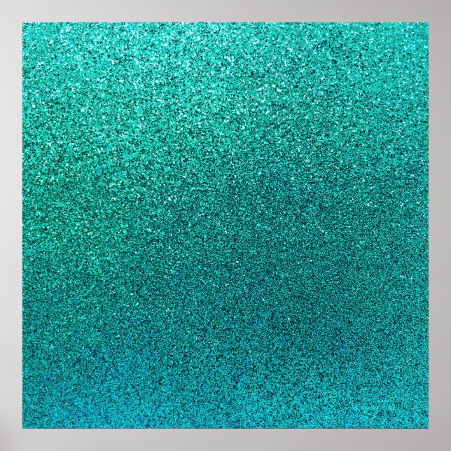Poster Faux Aqua Turquoise Turquoise Blue Parties scintil (Devant)