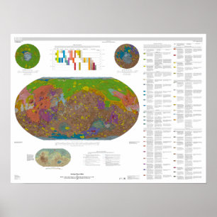 Poster Faux coloré Carte des couleurs de Mars