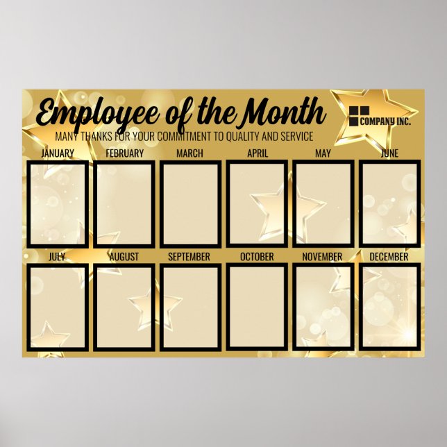 Poster Faux employé doré brillant du mois photo (Devant)