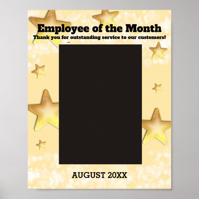 Poster Faux étoiles or brillant employé du mois 8x10 (Devant)