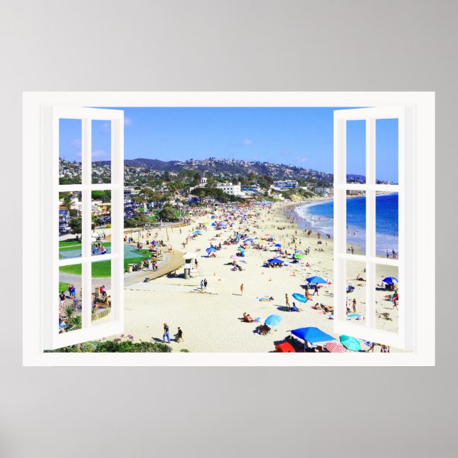 Poster Faux Fenêtre avec Plage et Ocean tailles personnal (Devant)