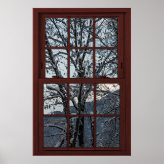 Poster Faux Fenêtre - Illustration - Bois d'hiver Vue 2 d