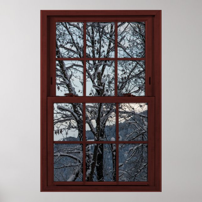 Poster Faux Fenêtre - Illustration - Bois d'hiver Vue 2 d (Devant)