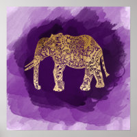 faux gold elepher purple brusstroke