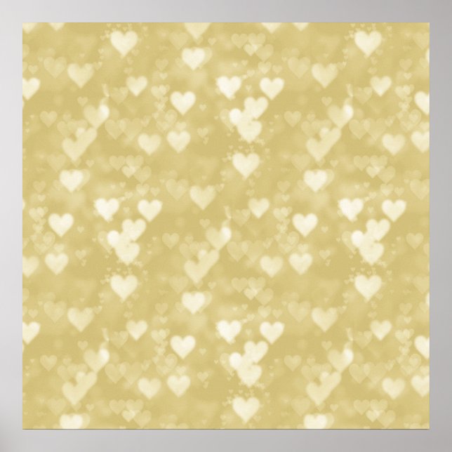 Poster Faux Gold Foil Coeur Arrière - plan Coeurs Bokeh (Devant)