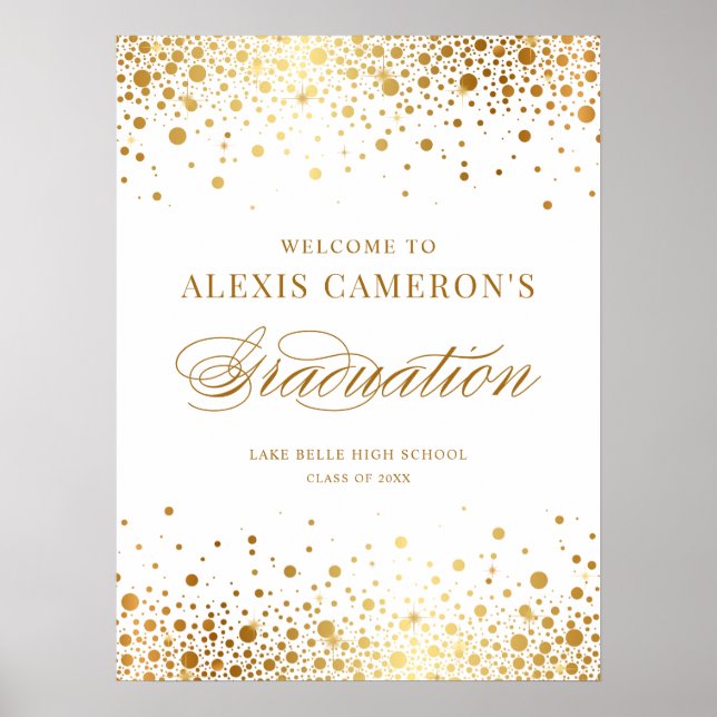 Poster Faux Gold Foil Confetti Graduation Party Bienvenue (Devant)