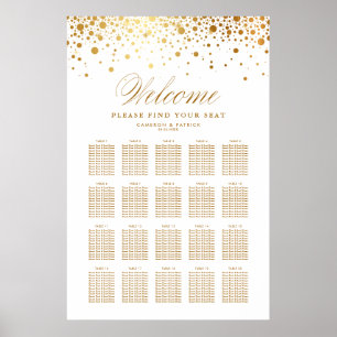 Poster Faux Gold Foil Confetti Mariage blanc Plan de sièg