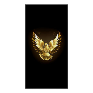 Poster Faux Gold Foil Peace Dove en noir