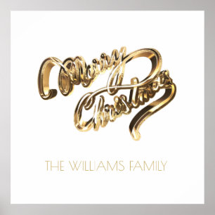 Poster Faux Gold Script Élégant Joyeux Noël