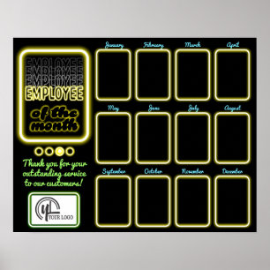 Poster Faux neon employé photo du mois affichage poste